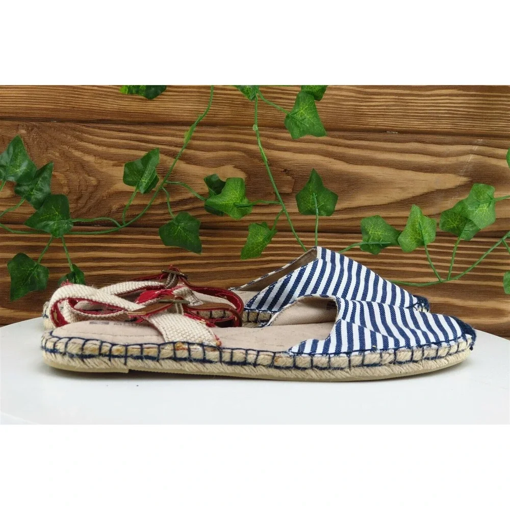 White Mountain Sz 8.5 M Dark Blue Ankle Strap Fabric Women Sandals‎